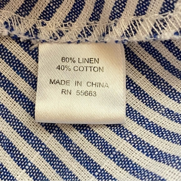 For Cynthia Linen Cotton Blend Boho Shark Bite Hem Pinstriped Dress Women’s 2X - Picture 7 of 8